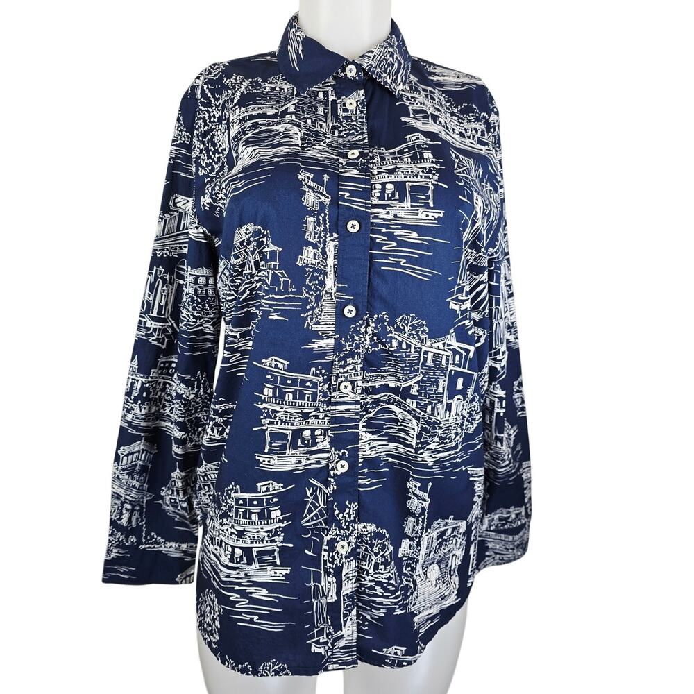 Talbots Modern Classic Novelty houses Brides 100% Cotton Women's Blouse M